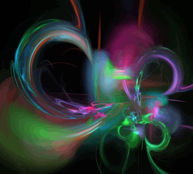 Siyah Renk Üzerine Bir Dijital Fraktal Resmi