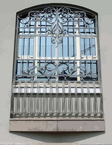 Окно Здания Иллюстрацией Сетки — стоковый вектор