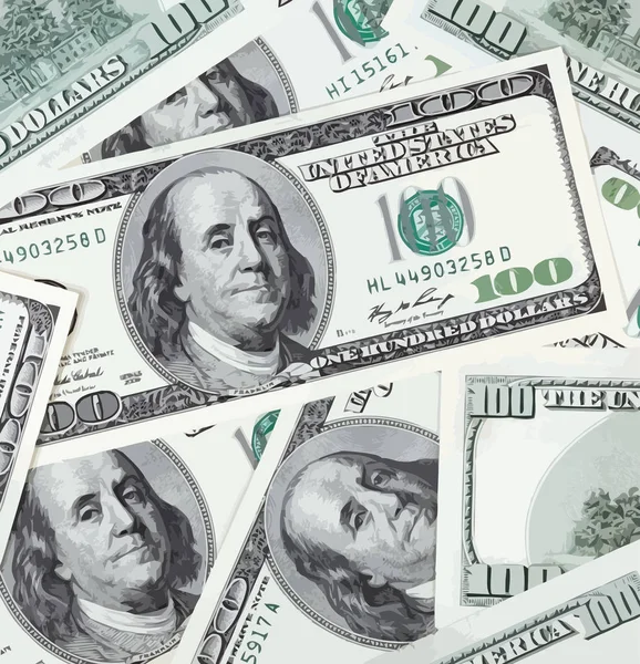 Американские Доллары Сотни Вектор Банкнот — стоковый вектор