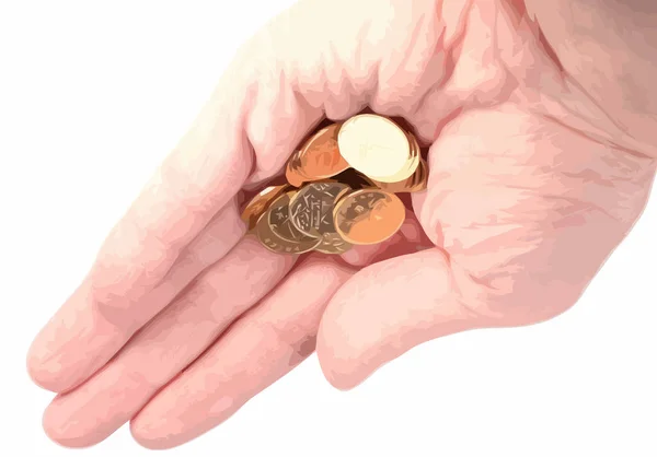 Hand Copper Coins — Stock Vector