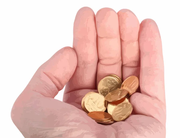 Hand Copper Coins — Stock Vector