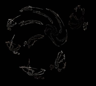 Siyah Renk Üzerine Bir Dijital Fraktal Resmi