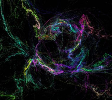 Siyah Renk Üzerine Bir Dijital Fraktal Resmi