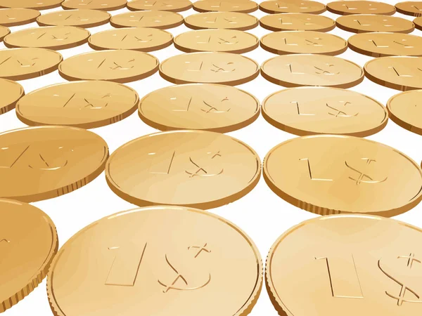 白にゴールドの コイン カーペット — ストックベクタ