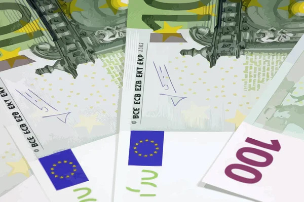 Nota Euro Europa Centenas Vectores — Vetor de Stock