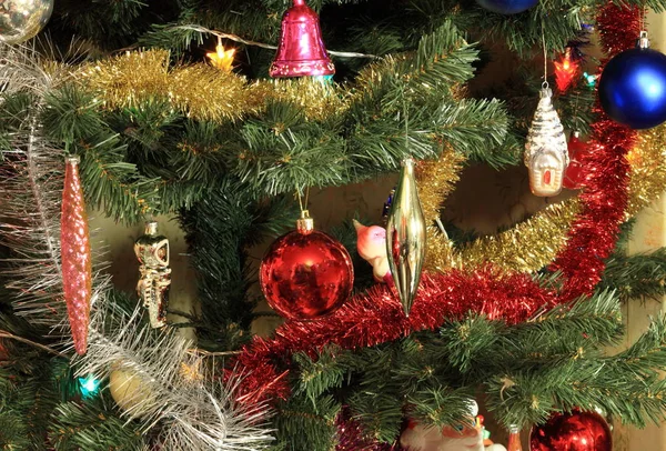 Jouets Sur Sapin Noël Vert — Photo