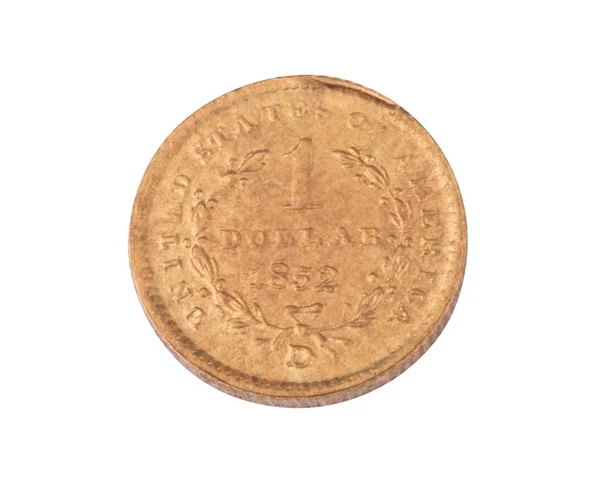 白い背景に分離された つのゴールド 1852 ドル硬貨 — ストック写真