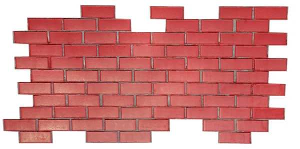 Beyaz Arka Plan Üzerinde Izole Kırmızı Tuğla Duvar — Stok fotoğraf