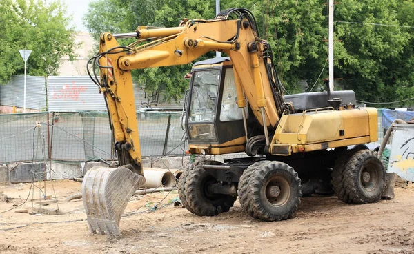 Wheeled Excavator Ground Day — Stock Photo, Image