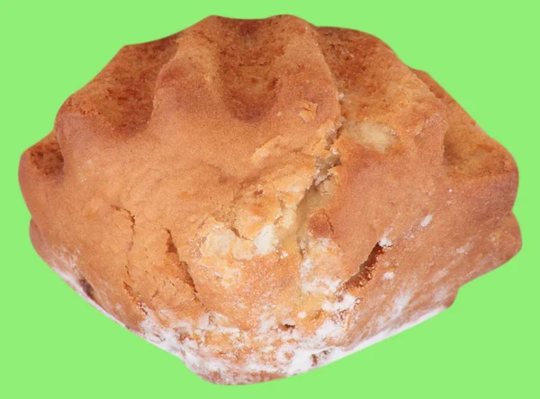 Cake Bun Sugar Dust Isolated Green — Stock Photo, Image