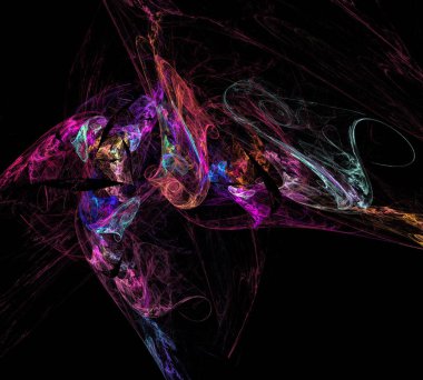 Siyah Renk Üzerine Bir Dijital Fraktal Resmi