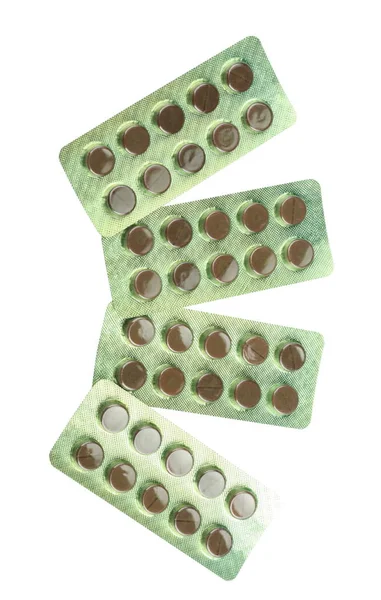 Wiele Tabletek Blistrze Białym Tle — Zdjęcie stockowe