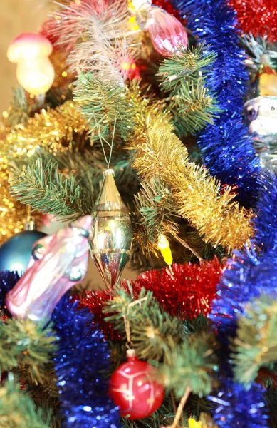 Jouets Sur Sapin Noël Vert — Photo