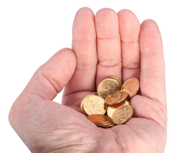 Hand Copper Coins Isolated — Stock Photo, Image