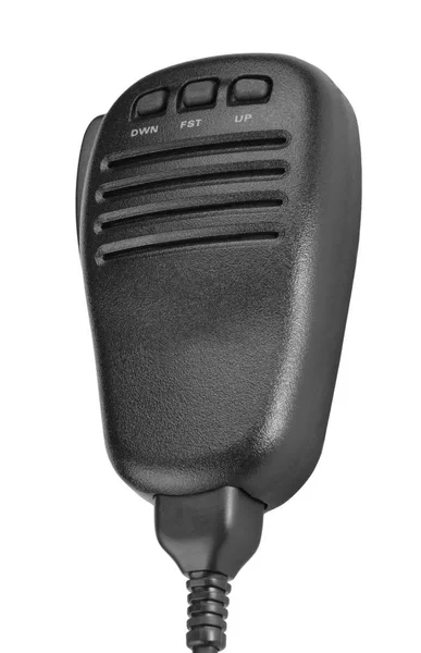 Black Handheld Dynamic Microphone Radiocommunication — Stock Photo, Image