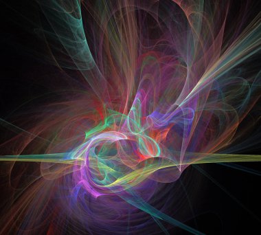 Siyah Renk Üzerine Bir Dijital Fraktal Resmi