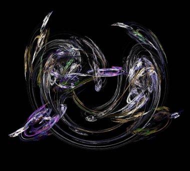 Siyah Renk Üzerine Bir Dijital Fraktal Resmi