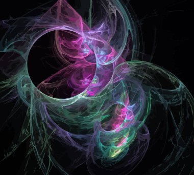 Siyah Renk Üzerine Bir Dijital Fraktal Resmi