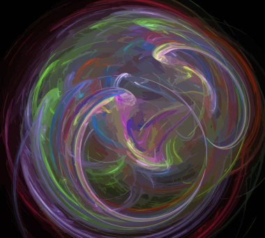 Siyah Renk Üzerine Bir Dijital Fraktal Resmi