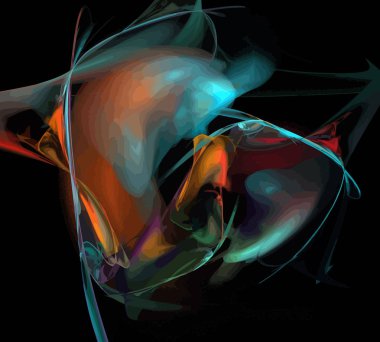 Siyah Renk Üzerine Bir Dijital Fraktal Resmi