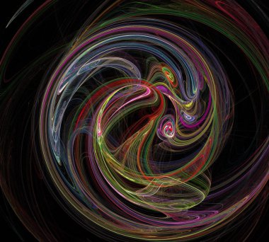 Siyah Renk Üzerine Bir Dijital Fraktal Resmi