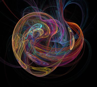 Siyah Renk Üzerine Bir Dijital Fraktal Resmi