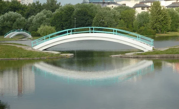 Pont sur étang dans le parc de la ville — Photo