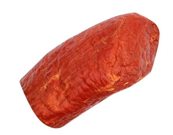 Pedaço Carne Cozida Defumada Isolado — Fotografia de Stock