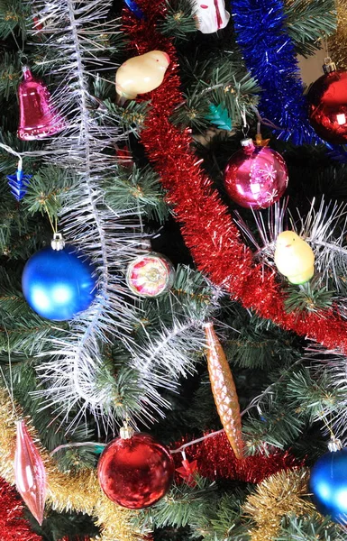 Jouets Sur Sapin Noël Vert — Photo