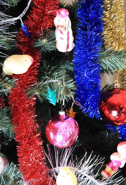 Jouets Sur Sapin Noël Vert — Photo