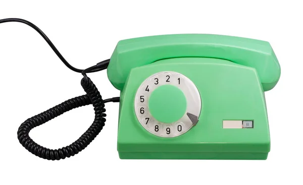 Velho Verde Rotary Telefone Isolado — Fotografia de Stock