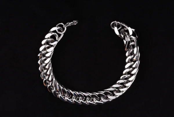 Men Stainless Silver Bracelet — Stock Photo, Image