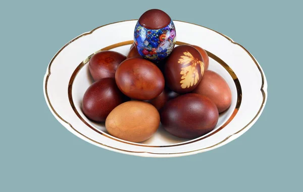 Uovo Pasqua Piatto Bianco — Foto Stock