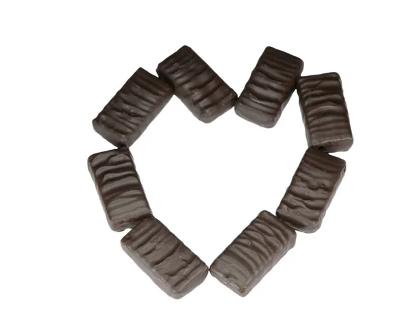 Coeur Chocolat Sur Fond Blanc — Photo