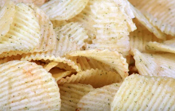 Many Potato Chips Horizontal Texture — Stock Photo, Image