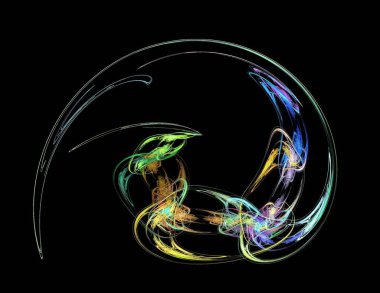 Siyah Renk Üzerine Bir Dijital Fraktal Resmi