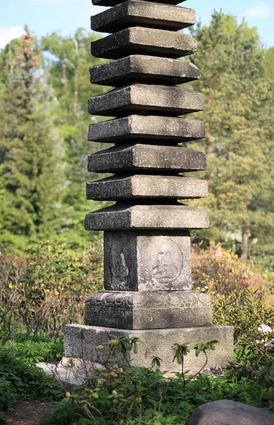 Stenen Zuil Japanse Tuin — Stockfoto