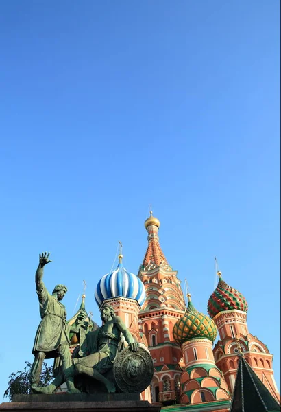 Bendita Catedral Albahaca Estatua Minin Pozharsky — Foto de Stock