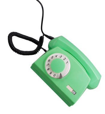 Eski Yeşil Rotary Telefonu izole edildi