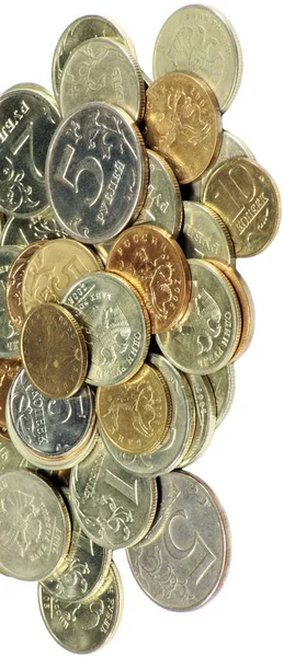 Разброс Монет Вблизи Белом Фоне — стоковое фото