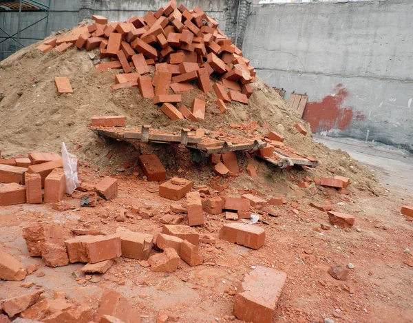 Heap Red Brick Day — Stock Photo, Image