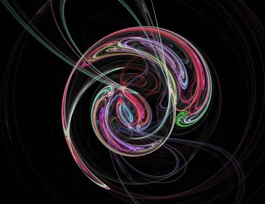 Siyah Renk Üzerine Bir Dijital Fraktal Resmi