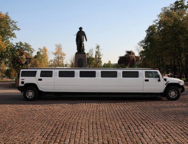 Düğün limuzini resmi tören için bekliyor.