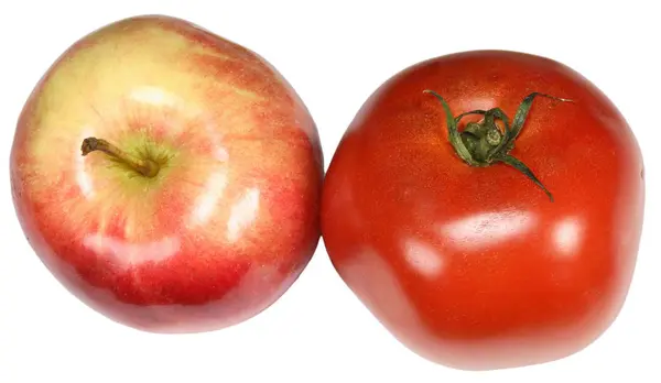 Rode Tomaten Apple Witte Achtergrond — Stockfoto