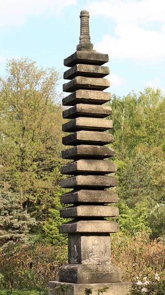 Stone column in japan garden — Stock Photo, Image