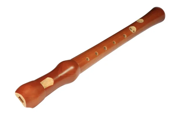 Wood recorder on white — Stock Photo, Image