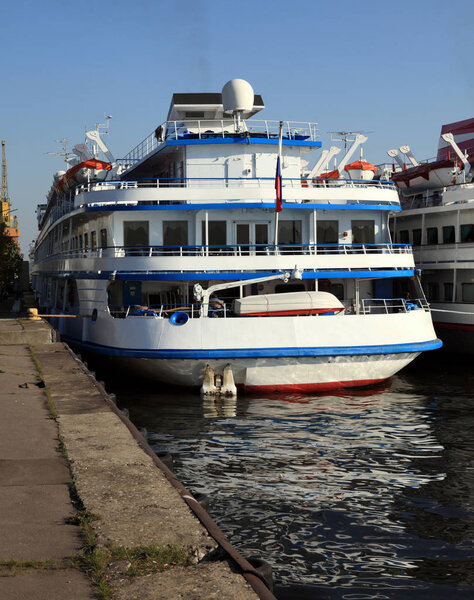 three-dec ship by berth at day to be anchored