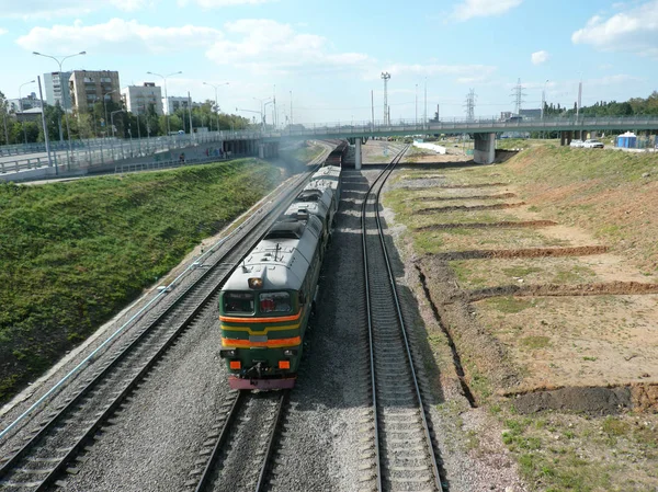 Trains on rails  moving — Stock Photo, Image