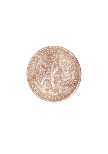 Полудолларовая монета на белом фоне — стоковое фото