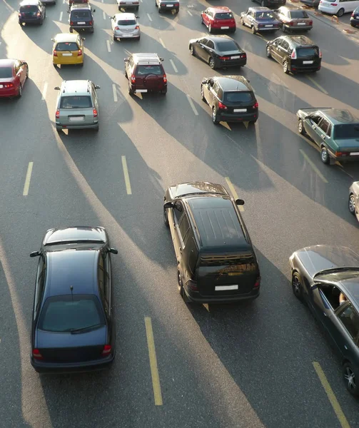 Traffic on street repair at day — Stock Photo, Image